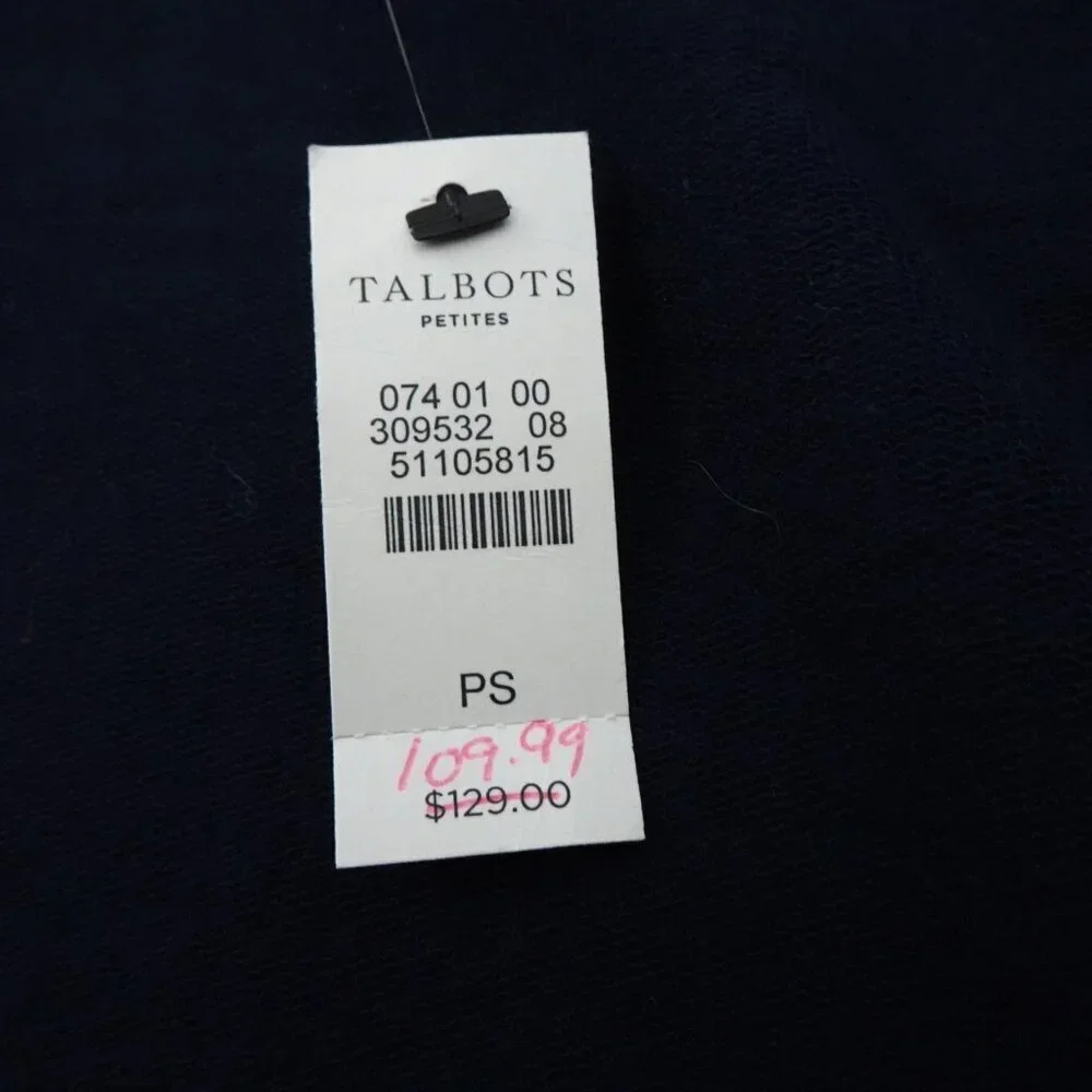 Talbots Jacket Women's Petite Size SP Blue Plaid Zip Front Elbow Patches - Picture 7 of 8